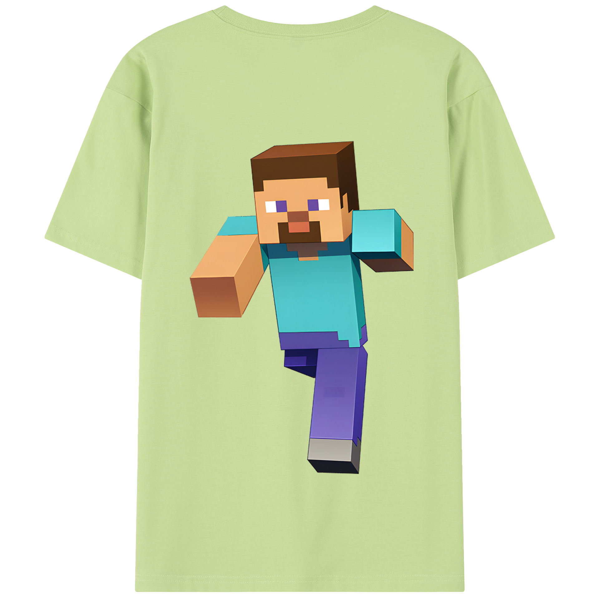 （画像用） マインクラフト ブロックの世界 Minecraft MC Block world 綿100％半袖Tシャツ（背面プリント）